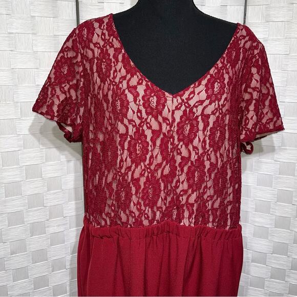 Lane Bryant Formal Ankle Wide Leg Jumpsuit Size 20 Lace Detail Pockets Zip Up - Picture 7 of 13